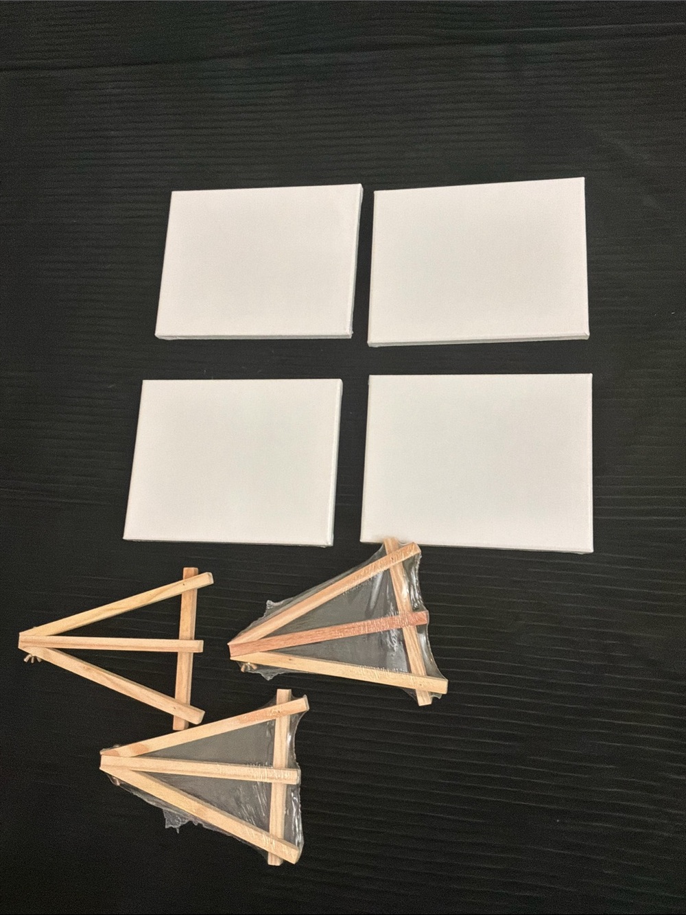 Blank Canvas and Mini Wood Easel Set - Natural Wood - Picture 4 of 4